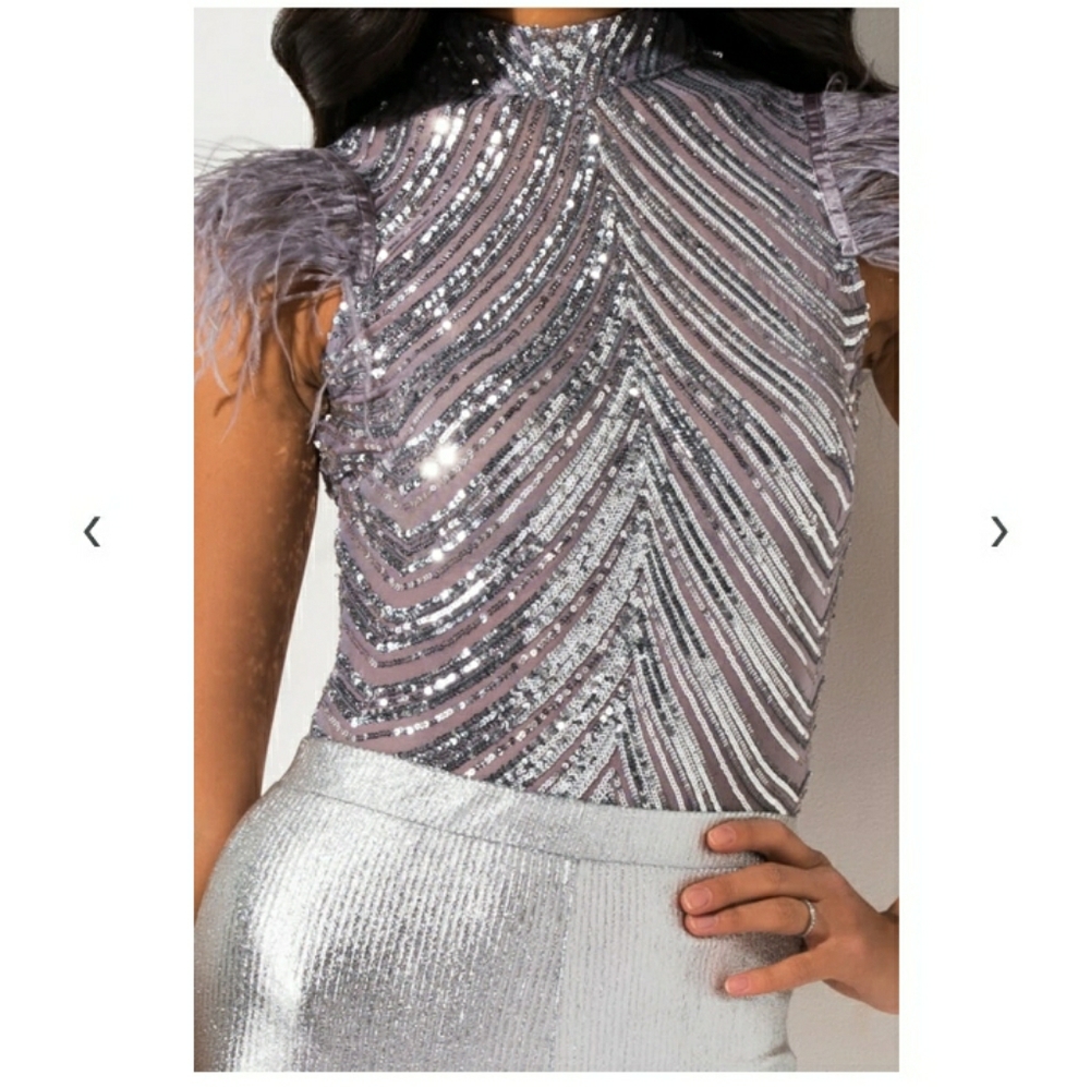 Sequence and feather body suit